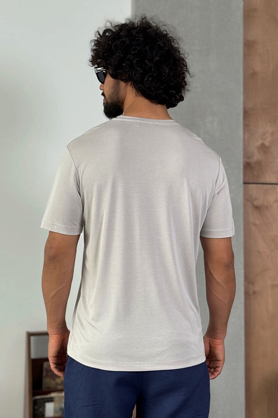 Мужская серая футболка Loro Piana logo-embroidered