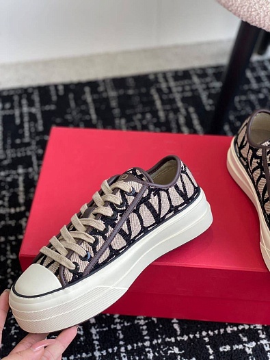 Женские кеды Valentino Toile Iconographe premium - Brown   