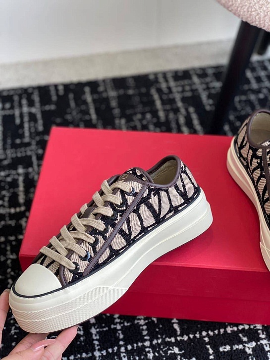 Женские кеды Valentino Toile Iconographe premium - Brown