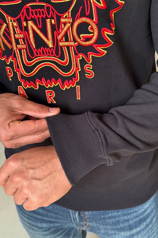 Чёрный мужской свитшот Kenzo Tiger Head embroidered