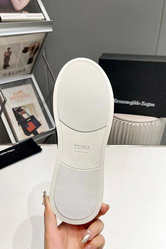 Кожаные кроссовки Zegna Triple Stitch high-top