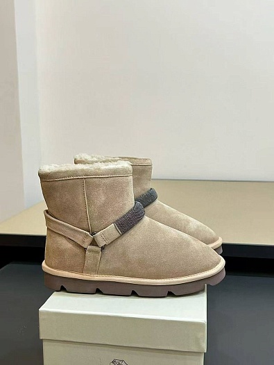 Женские замшевые угги с мехом Brunello Cucinelli Monili Premium   