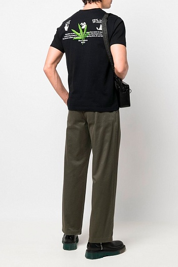 Чёрная футболка Off-White Weed Hands Off logo-print   