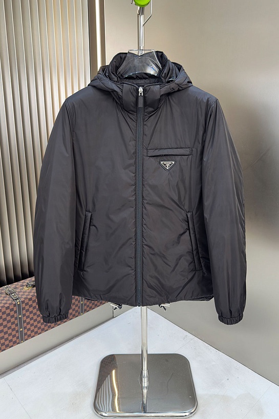 Мужской пуховик Prada logo-plaque - Black
