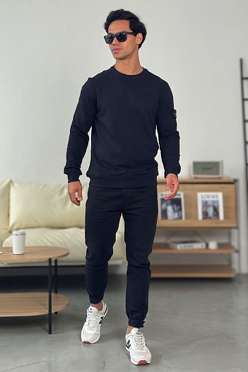 Мужской свитшот Stone Island чёрного цвета Compass-patch   