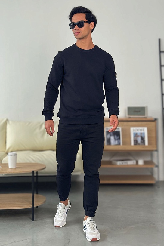 Мужской свитшот Stone Island чёрного цвета Compass-patch