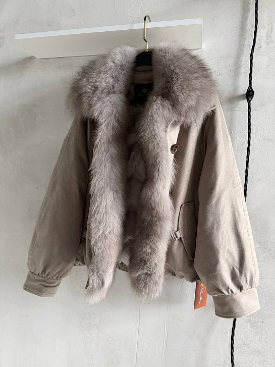 Женский бомбер с натуральным мехом Loro Piana premium