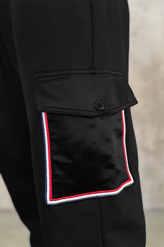 Мужские штаны чёрного цвета Moncler side pocket