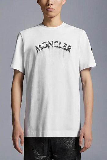 Мужская белая футболка Moncler logo-print   
