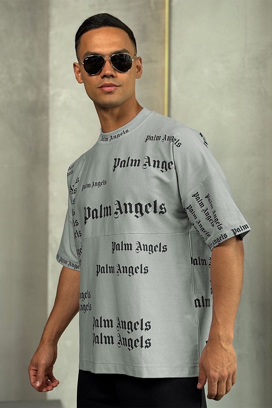 Серая оверсайз футболка Palm Angels Ultra Logo