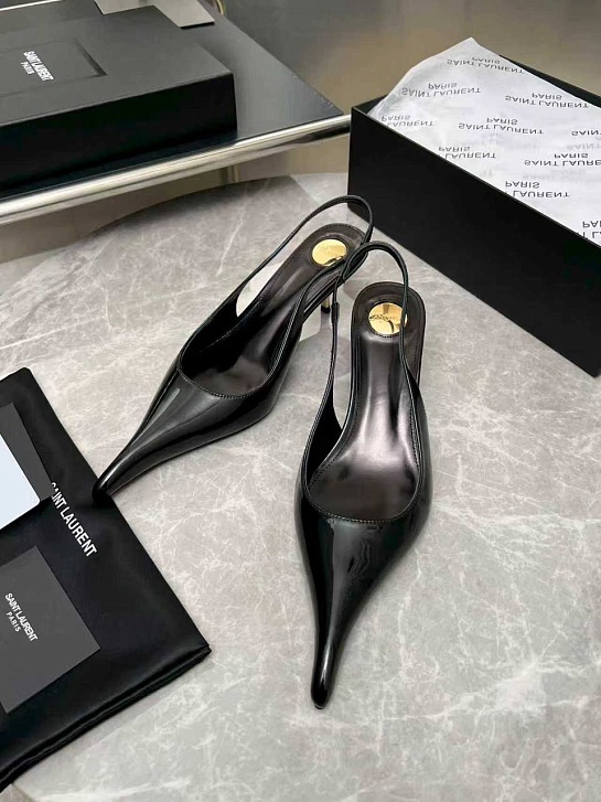 Женские кожаные туфли на каблуке Yves Saint Laurent premium