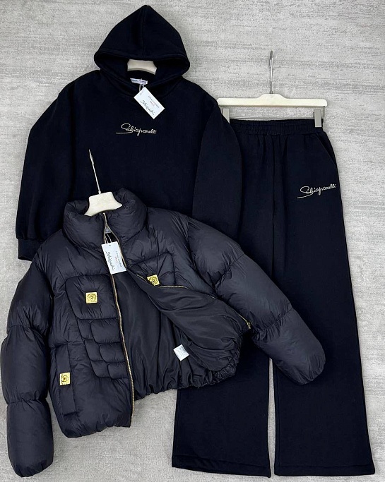 Женский костюм тройка на флисе Schiaparelli premium - Black