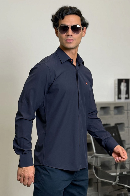 Мужская рубашка Hermes H embroidered - Navy