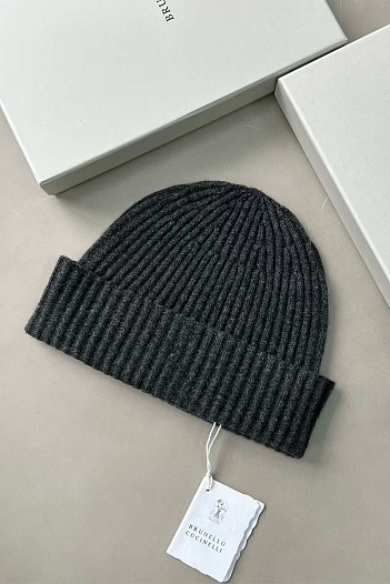 Кашемировая шапка Brunello Cucinelli Premium - Dark Grey   