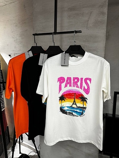 Мужская чёрная футболка Balenciaga Paris Tropical   