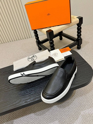 Мужские кожаные слипоны Hermes Kiddy - Grey   