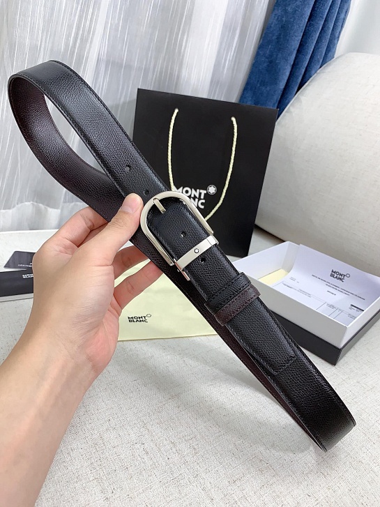 Двусторонний кожаный ремень Montblanc Premium (ширина 3.4 см)