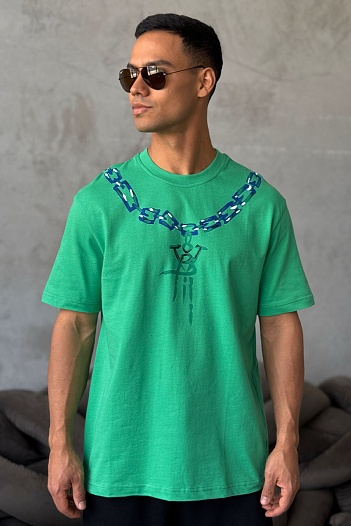 Оверсайз футболка Bottega Veneta chain print - Green   
