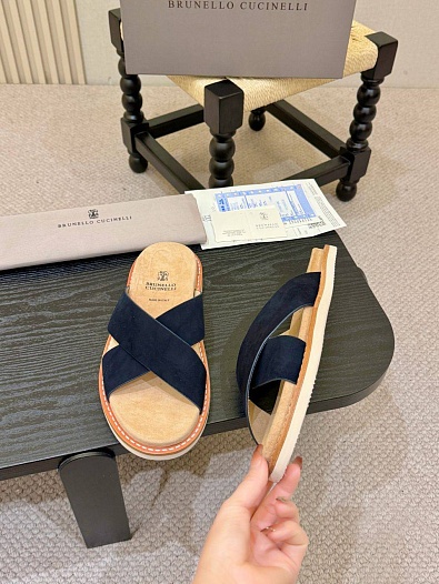 Замшевые шлёпанцы Brunello Cucinelli Crossover   