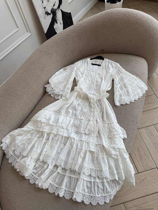 Женское кружевное платье белого цвета Zimmermann