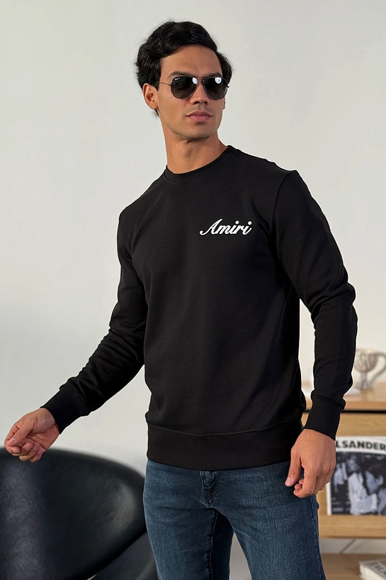Мужской чёрный свитшот Amiri script embroidery