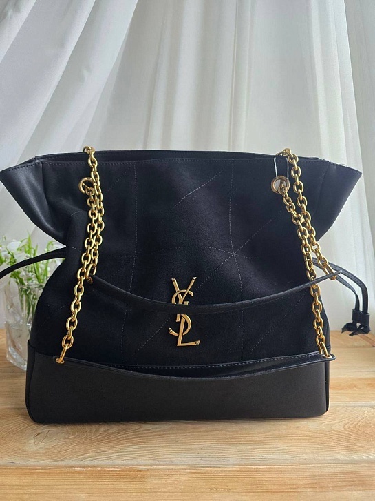 Замшевая чёрная сумка Yves Saint Laurent 38x34 см