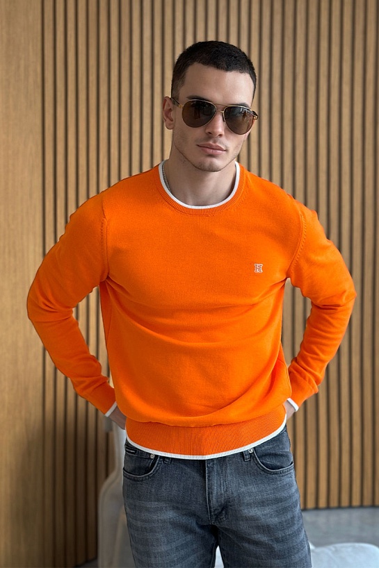 Мужской джемпер Hermes оранжевого цвета