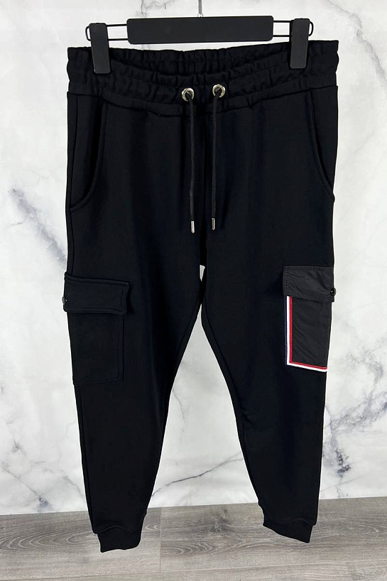 Спортивный костюм чёрного цвета side pocket