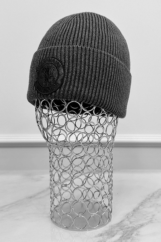 Мужская тёмно-серая шапка Billionaire logo-patch