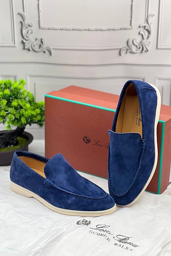 Замшевые лоферы Loro Piana Summer Walk - Navy   
