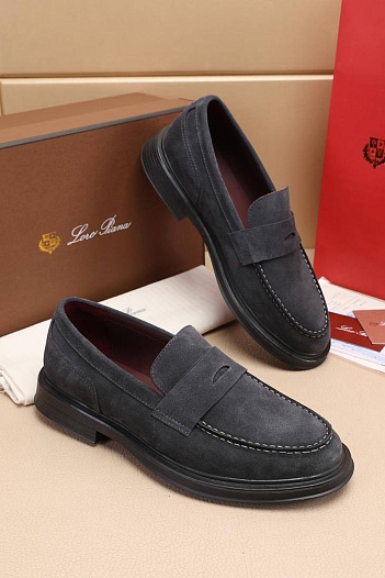 Замшевые лоферы Loro Piana Travis - Grey   