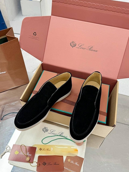 Женские замшевые лоферы Loro Piana premium - Black