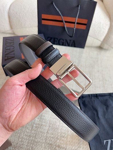 Двусторонний кожаный ремень Zegna premium   