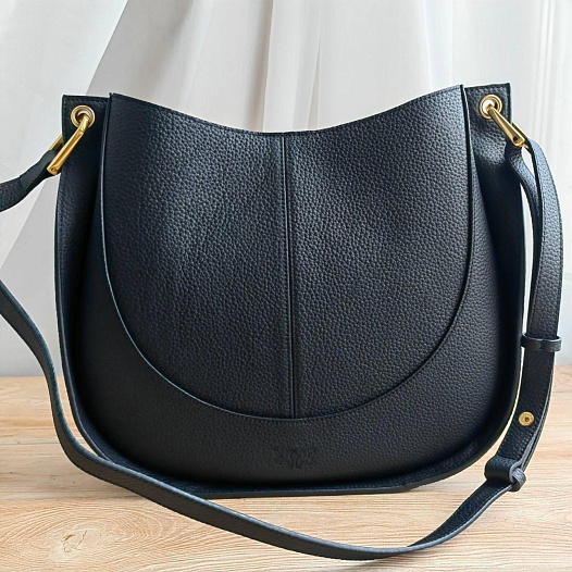 Кожаная сумка через плечо 32x26 см - Black   