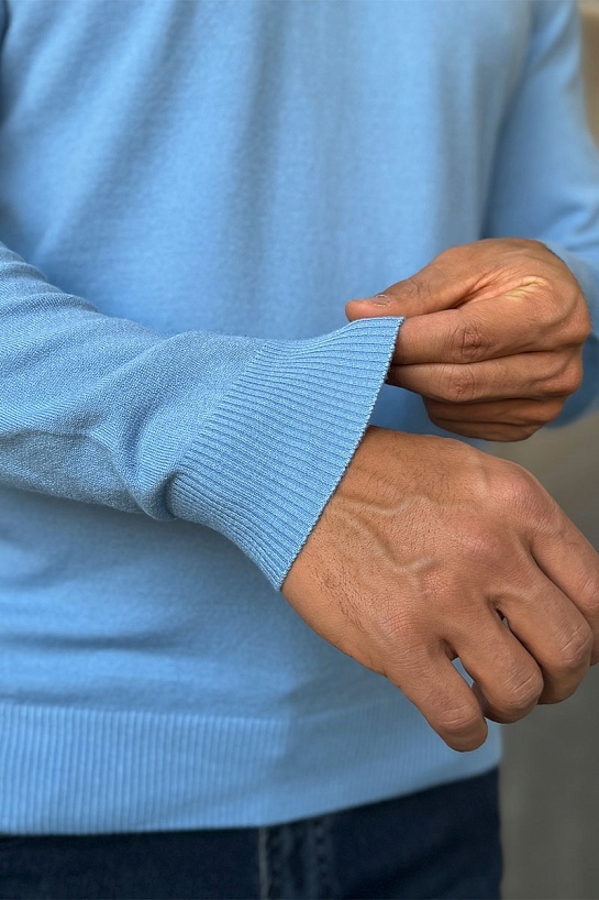 Голубой джемпер Loro Piana Zip Neck