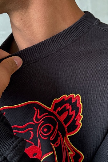 Чёрный мужской свитшот Kenzo Tiger Head embroidered   