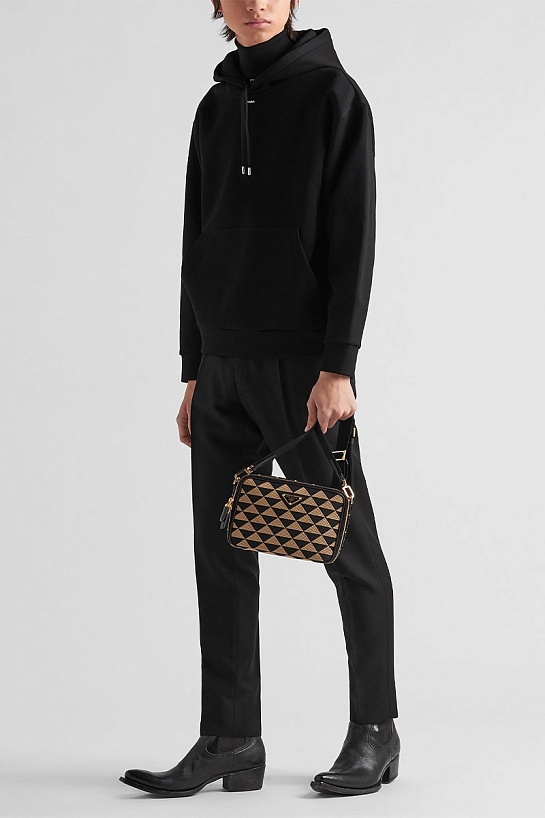 Мужское чёрное худи Prada technical cotton