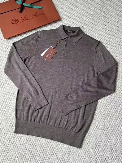 Поло с длинным рукавом Loro Piana Premium - Gray Coffee   