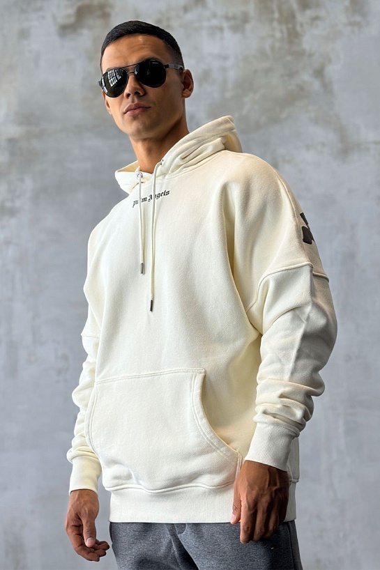 Утеплённое оверсайз худи Palm Angels Classic Logo - White