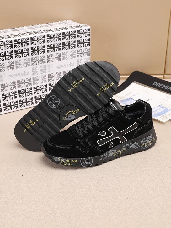 Замшевые кроссовки с мехом Premiata low-top - Black