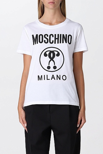 Женская футболка Moschino Double Question Mark - White   