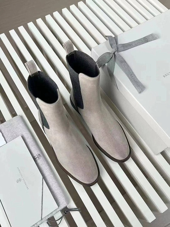 Женские замшевые ботинки Brunello Cucinelli Premium - Grey