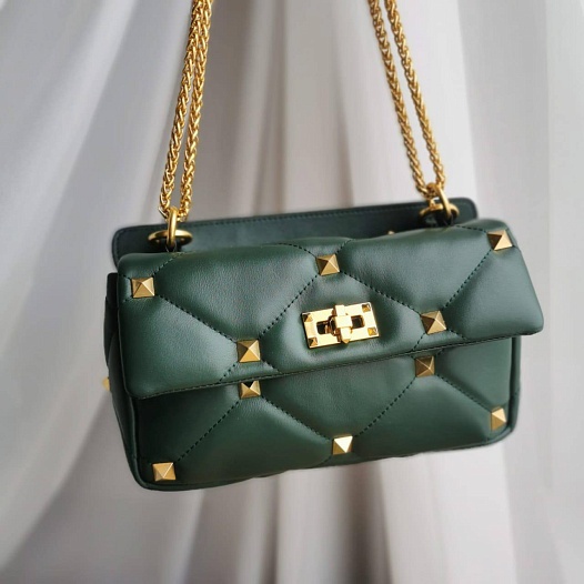 Женская сумка Valentino Roman Stud 25x14 см - Green   