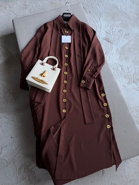 Женское платье на пуговицах Schiaparelli кофейного цвета