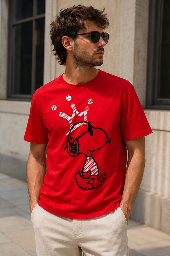 Мужская футболка Iceberg embroidered Snoopy - Red