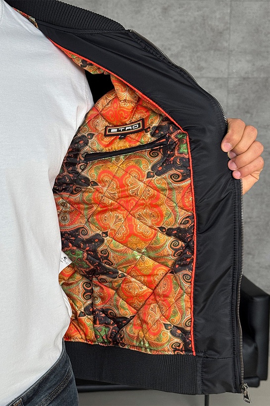 Бомбер чёрного цвета Etro paisley pattern