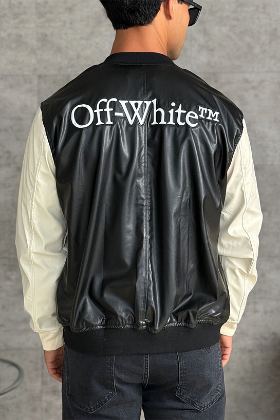 Мужской чёрный бомбер Off-White Hands Off logo