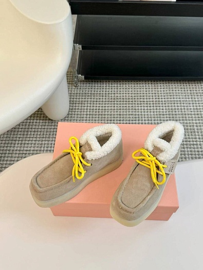 Женские замшевые лоферы с мехом MIU MIU premium   