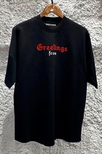 Чёрная оверсайз футболка Palm Angels logo-print   