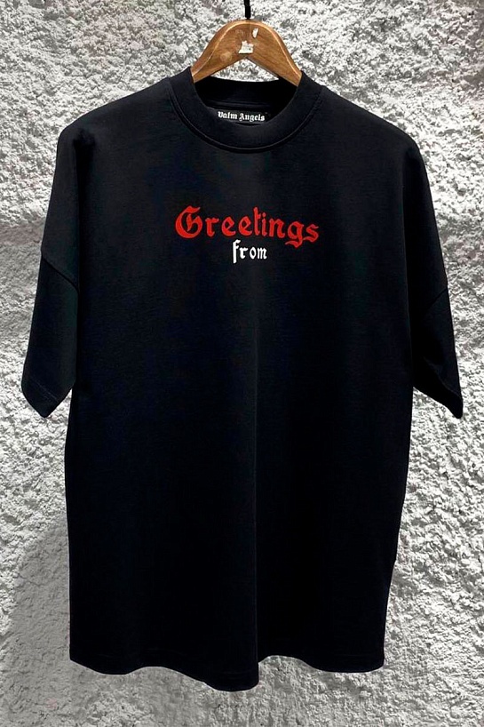 Чёрная оверсайз футболка Palm Angels logo-print